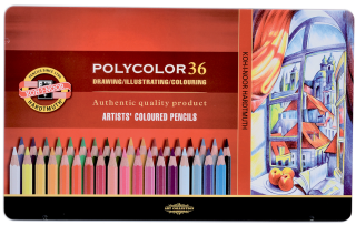 Koh-i-noor pastelky umělecké POLYCOLOR kreslířská sada 36 ks v plechové krabičce - neuveden