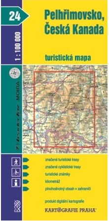 1:100T (24)-Pelhřimovsko,Česká Kanada (turistická mapa) - neuveden