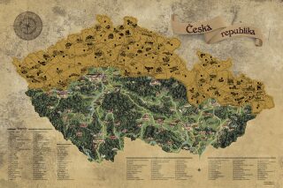 Stírací mapa Česka Deluxe XL – zlatá - neuveden