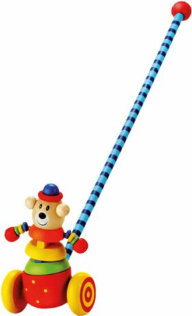 Dřevěná tahací hračka: Medvěd na tyči (Defekt) - neuveden