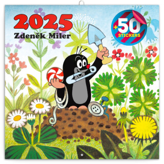 NOTIQUE Poznámkový kalendář Krteček 2025, s 50 samolepkami, 30 x 30 cm - neuveden