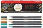 Fixa STABILO Pen 68 metalic sada 6 ks v kovovém pouzdru - 