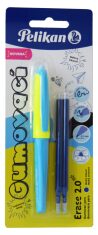 Gumovací pero neonově modré, 1 ks + 2 náplně - 