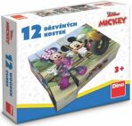 Mickey a Minnie - Dřevěné kostky 12 ks - 