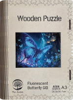 Dřevěné puzzle/Fluorescentní motýl A3 sv - 