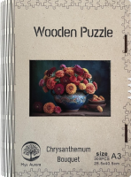 Dřevěné puzzle/Zátiší s chryzantémou A3 - 