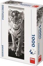Puzzle Černo-bílý tygr 1000 dílků panoramatické - 