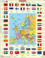Puzzle MAXI - Mapa Evropy + vlajky/70 dílků - 